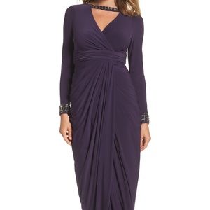 Adrianna Papell Jersey Gown with Beaded Cuffs